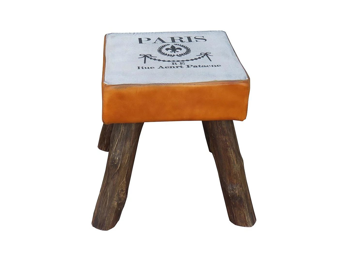 Tabouret tapissé marron 44x44x45h