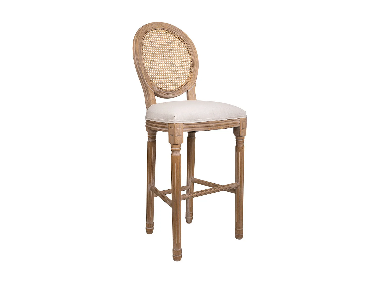 Banqueta estofada de madeira creme 48x42x76/121