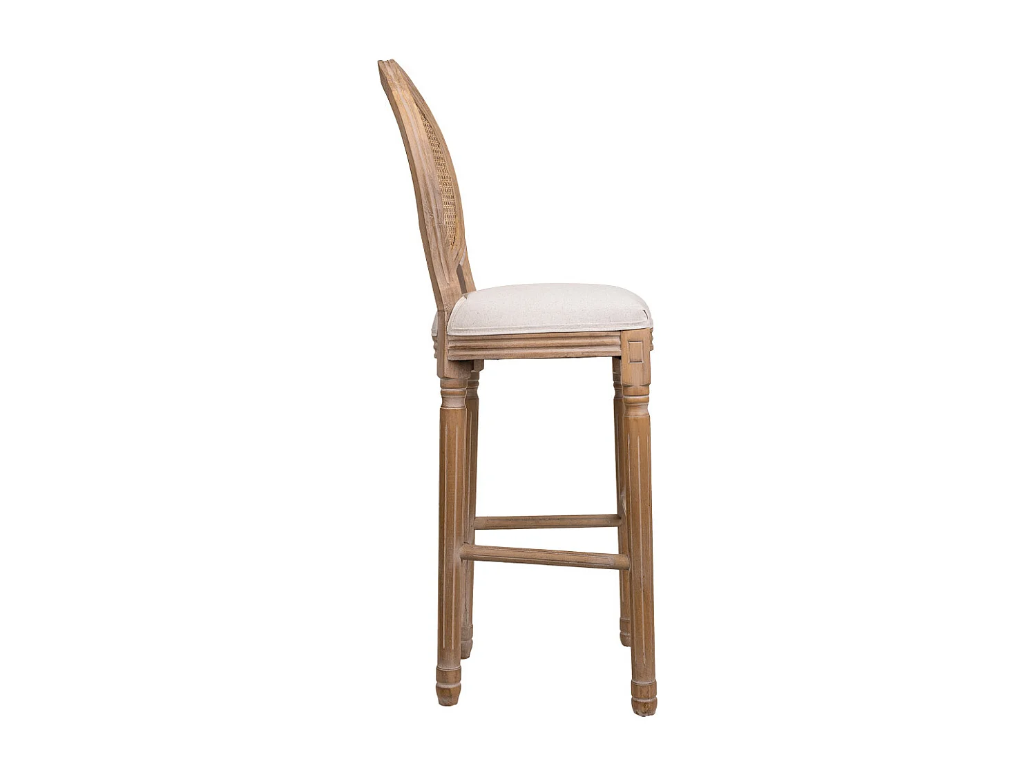 Banqueta estofada de madeira creme 48x42x76/121