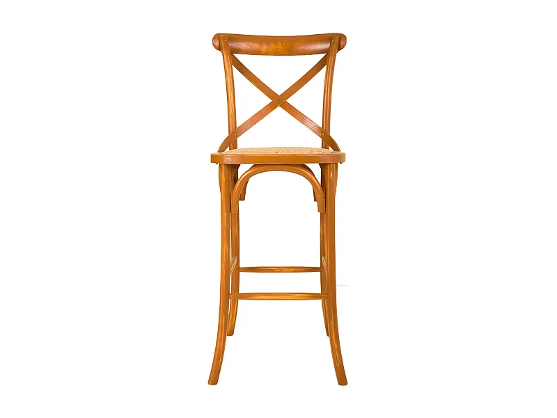 Holzhocker und brauner Rattansitz 45x53x75/116h cm