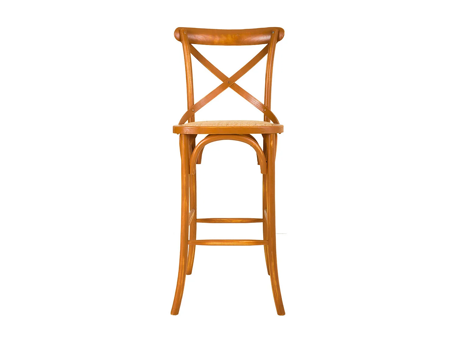 Sgabello in legno e seduta in rattan marrone 45x53x75/116h