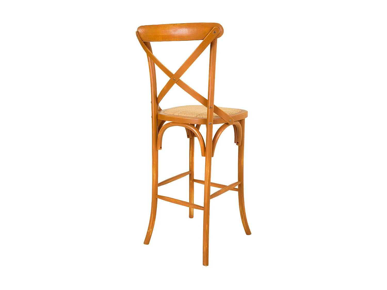 Tabouret de bar en bois et assise en rotin marron 45x53x75/116h