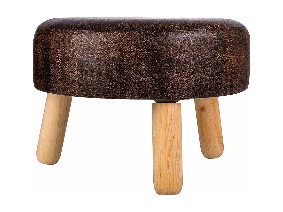 Sgabello in legno e similpelle marrone 40x40x13/29h