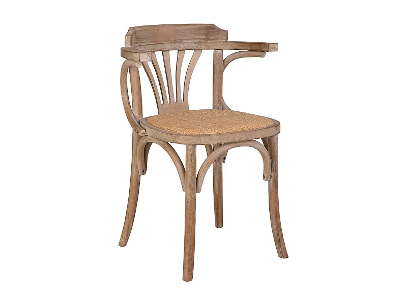 Houten stoel met rotan zitting, bruin met stijl en uniek comfort