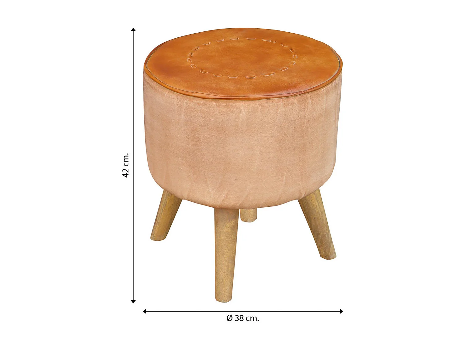 Brauner gepolsterter Hocker 38x38x42h cm