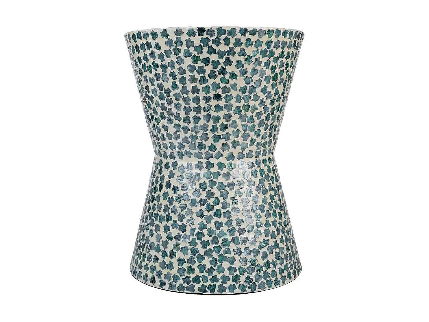 Holzhocker mit blauem Capiz-Finish, 35 x 35 x 50 cm