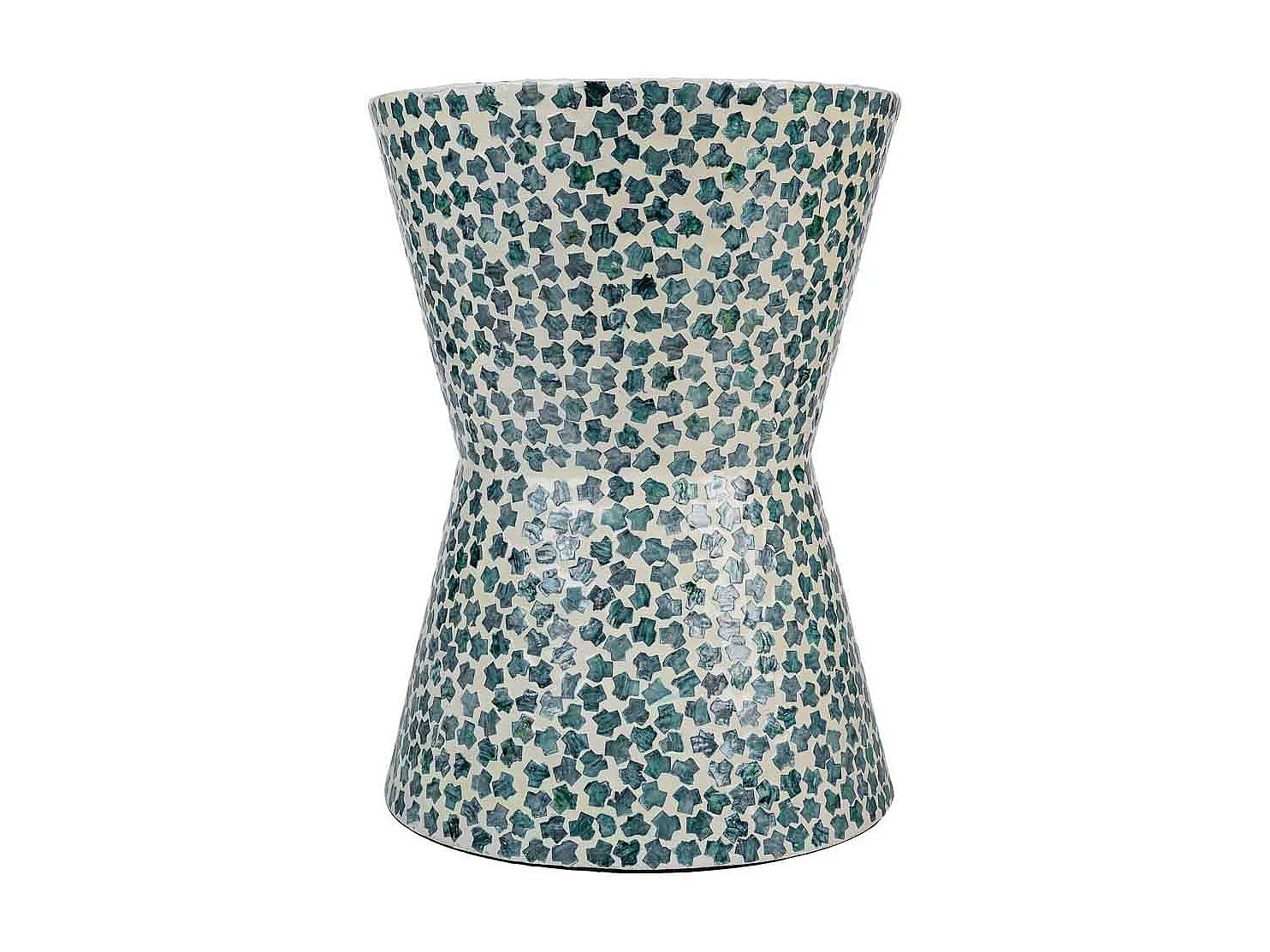 Holzhocker mit blauem Capiz-Finish, 35 x 35 x 50 cm