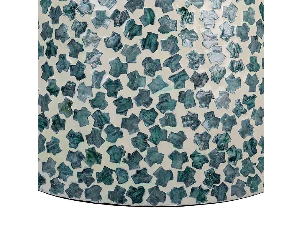 Holzhocker mit blauem Capiz-Finish, 35 x 35 x 50 cm