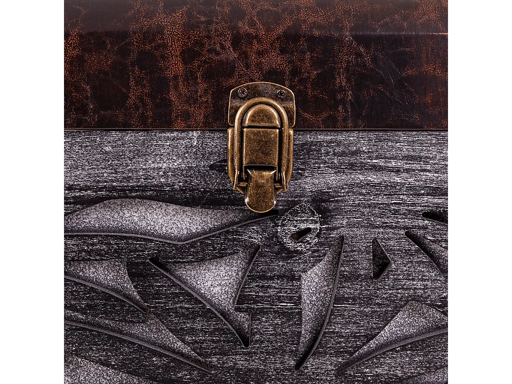 Sgabello con cassetti in legno e similpelle marrone 35x35x33/40h