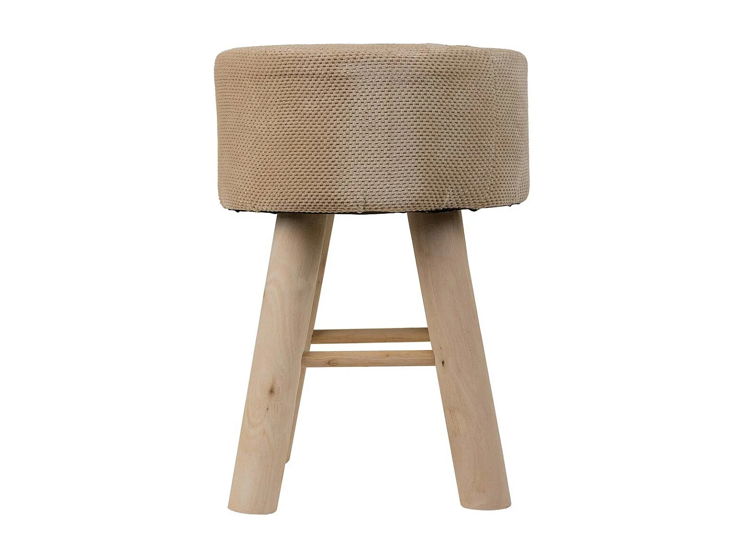 Banqueta de madeira forrada com tecido marrom 32x32x44