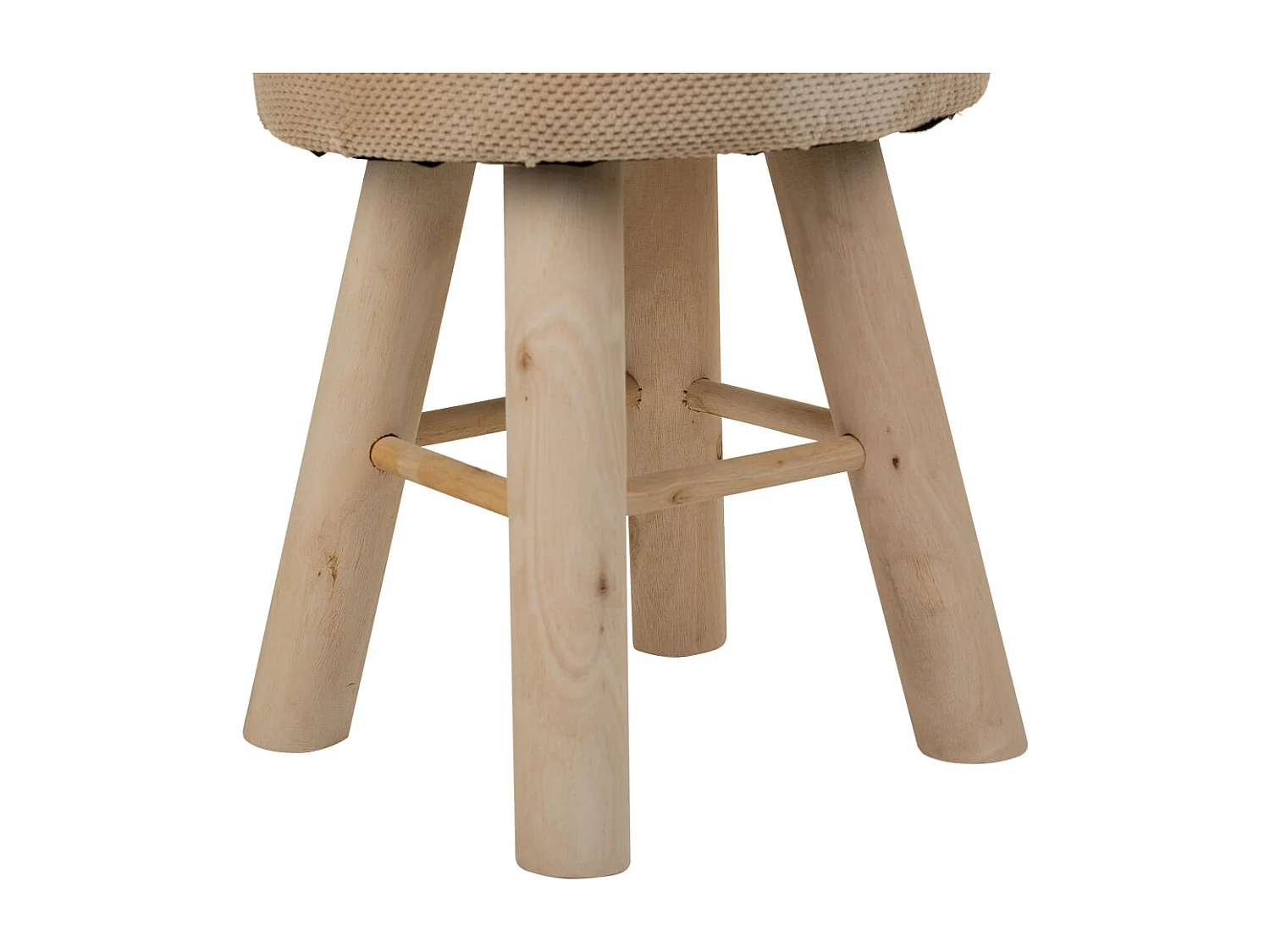 Tabouret en bois et tissu marron 32x32x44h
