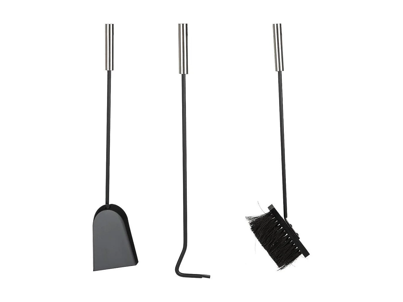 Holzscheithalter aus Metall mit schwarzem Kaminbesteck 35x32x81h cm