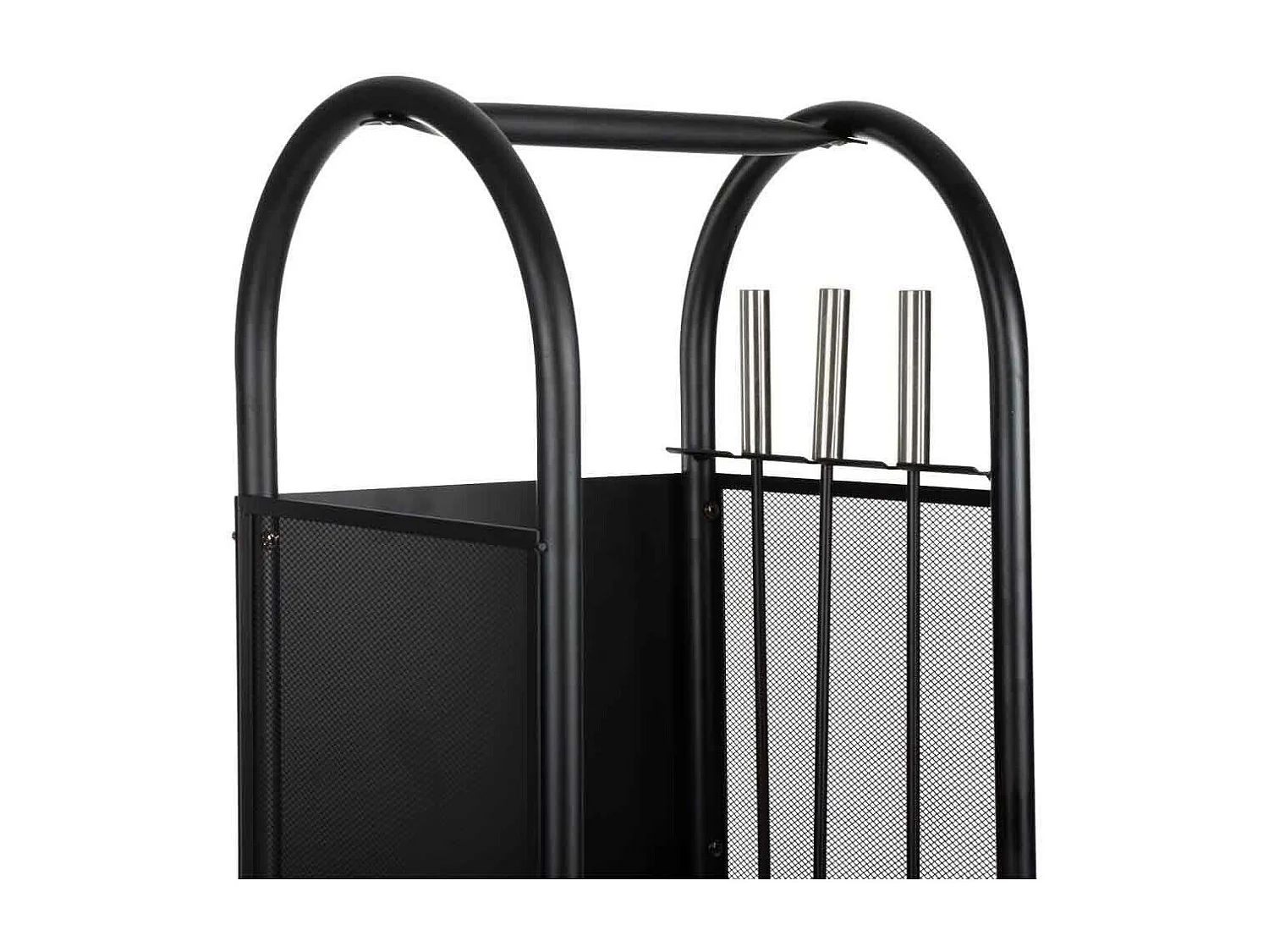 Porta-toras de metal com ferramentas de lareira pretas 35x32x81