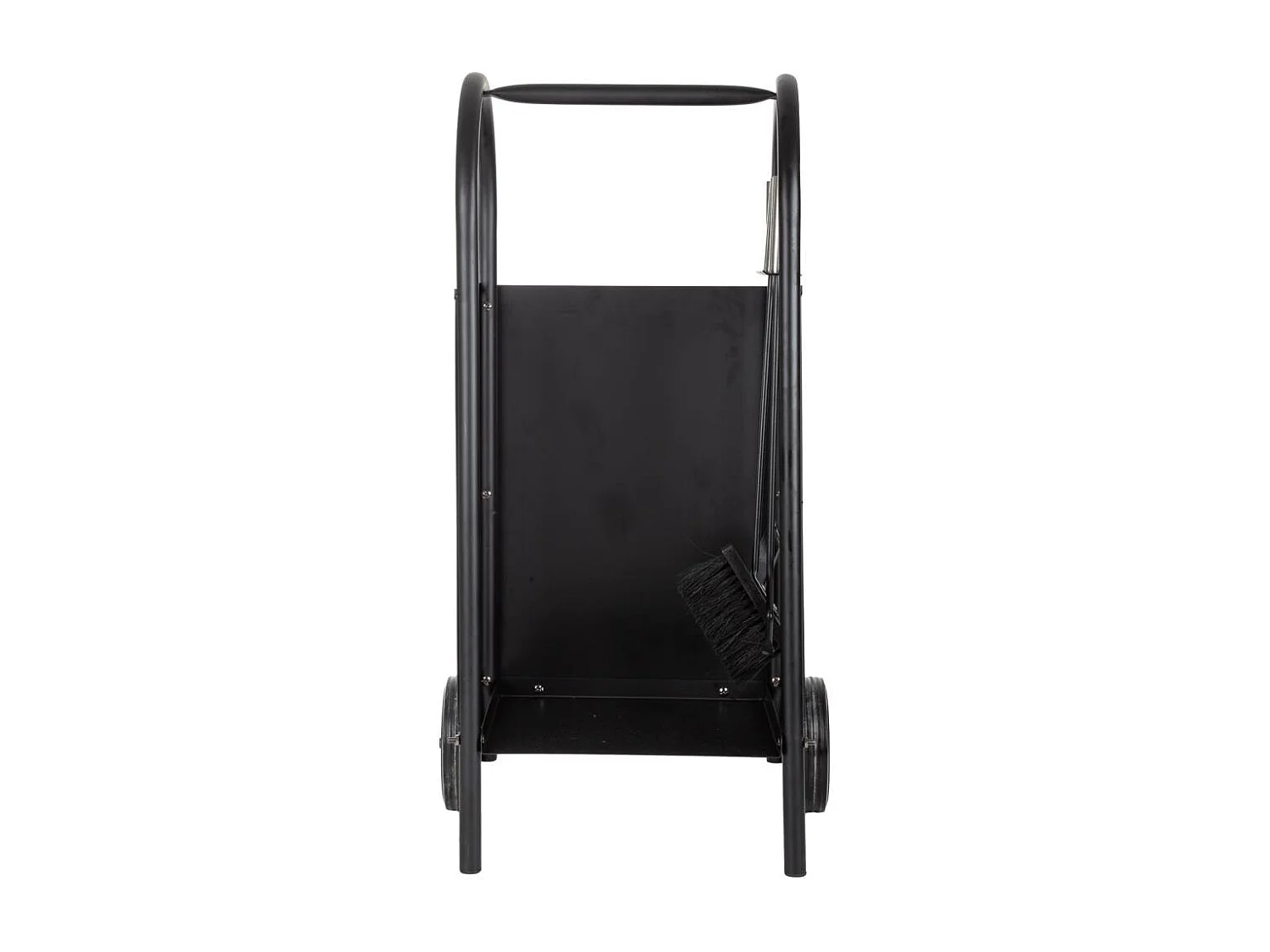 Portalegno in metallo con attrezzi da camino nero 35x32x81h
