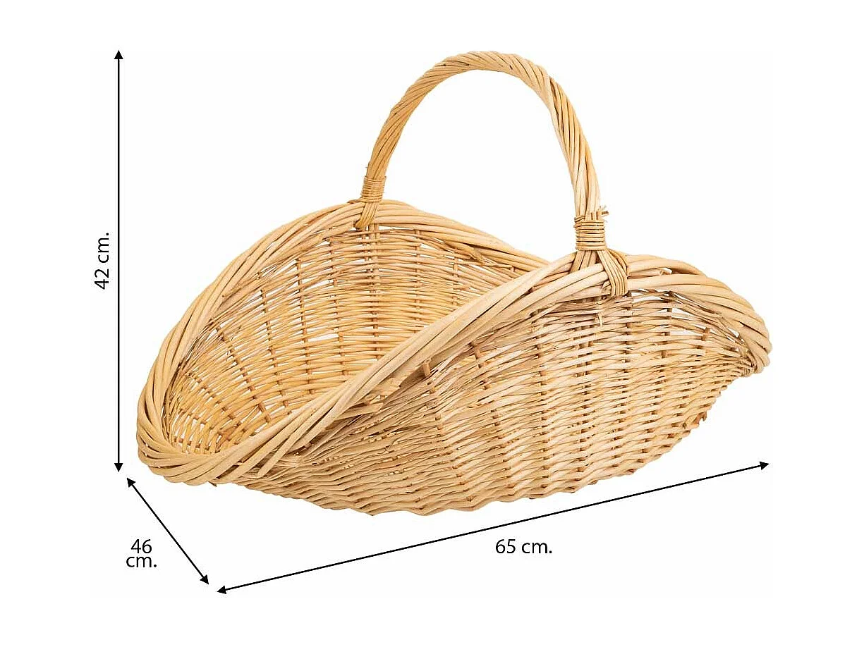 Suporte de Lenha em Vime, 65x46x42A cm