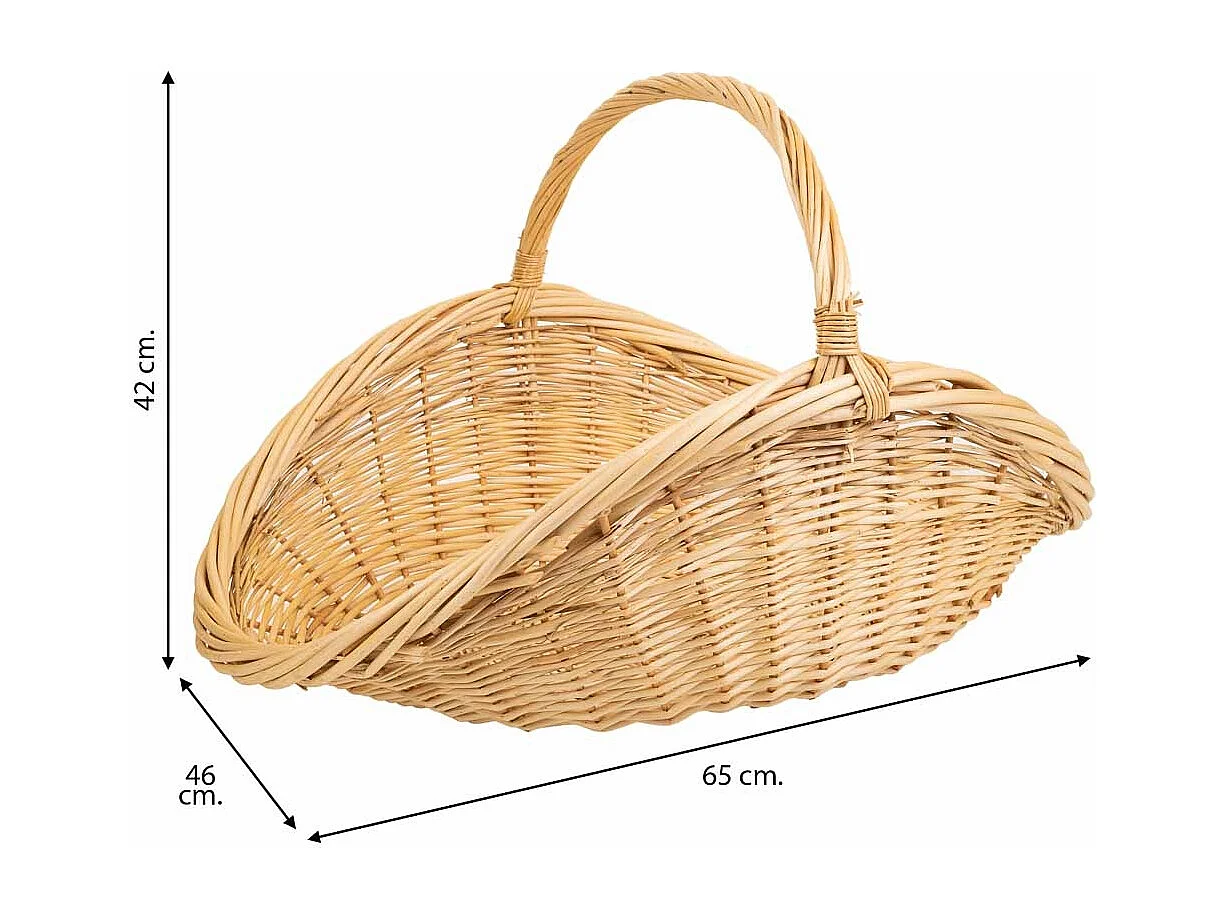 Suporte de Lenha em Vime, 65x46x42A cm