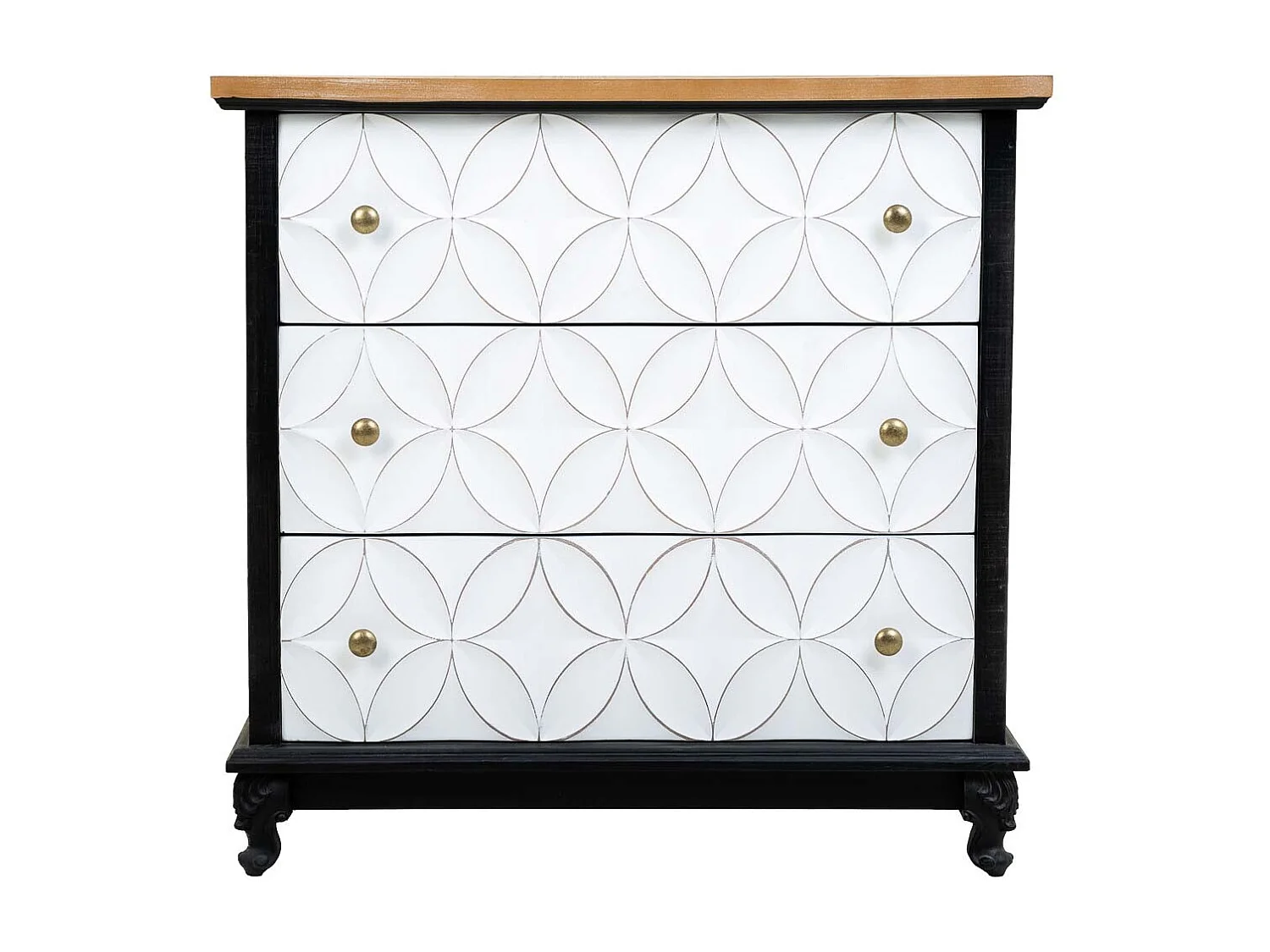 Comoda de madera con 3 cajones 74x38x72