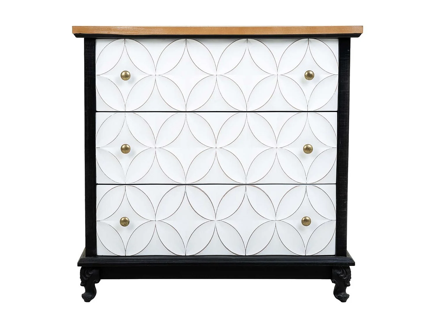 Comò in legno con 3 cassetti 74x38x72