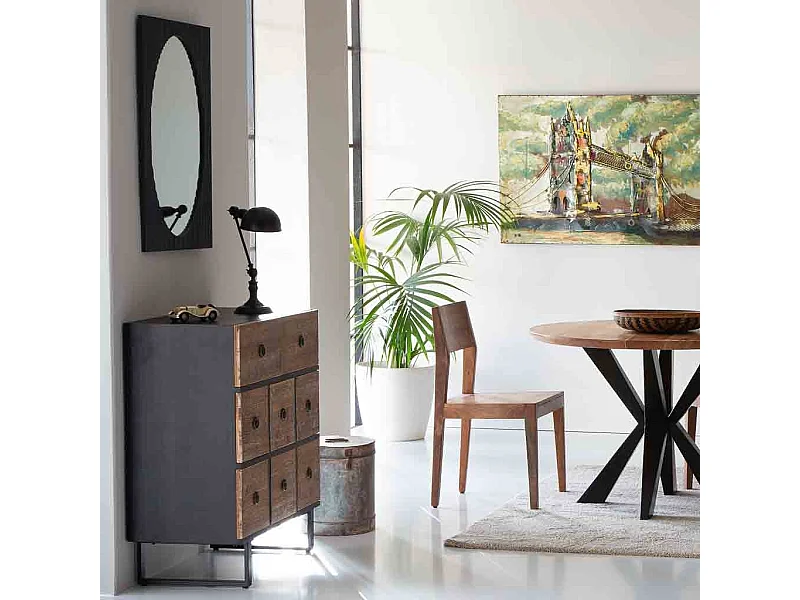 Holzschrank mit 4 schubladen und 2 türen 63x26x100