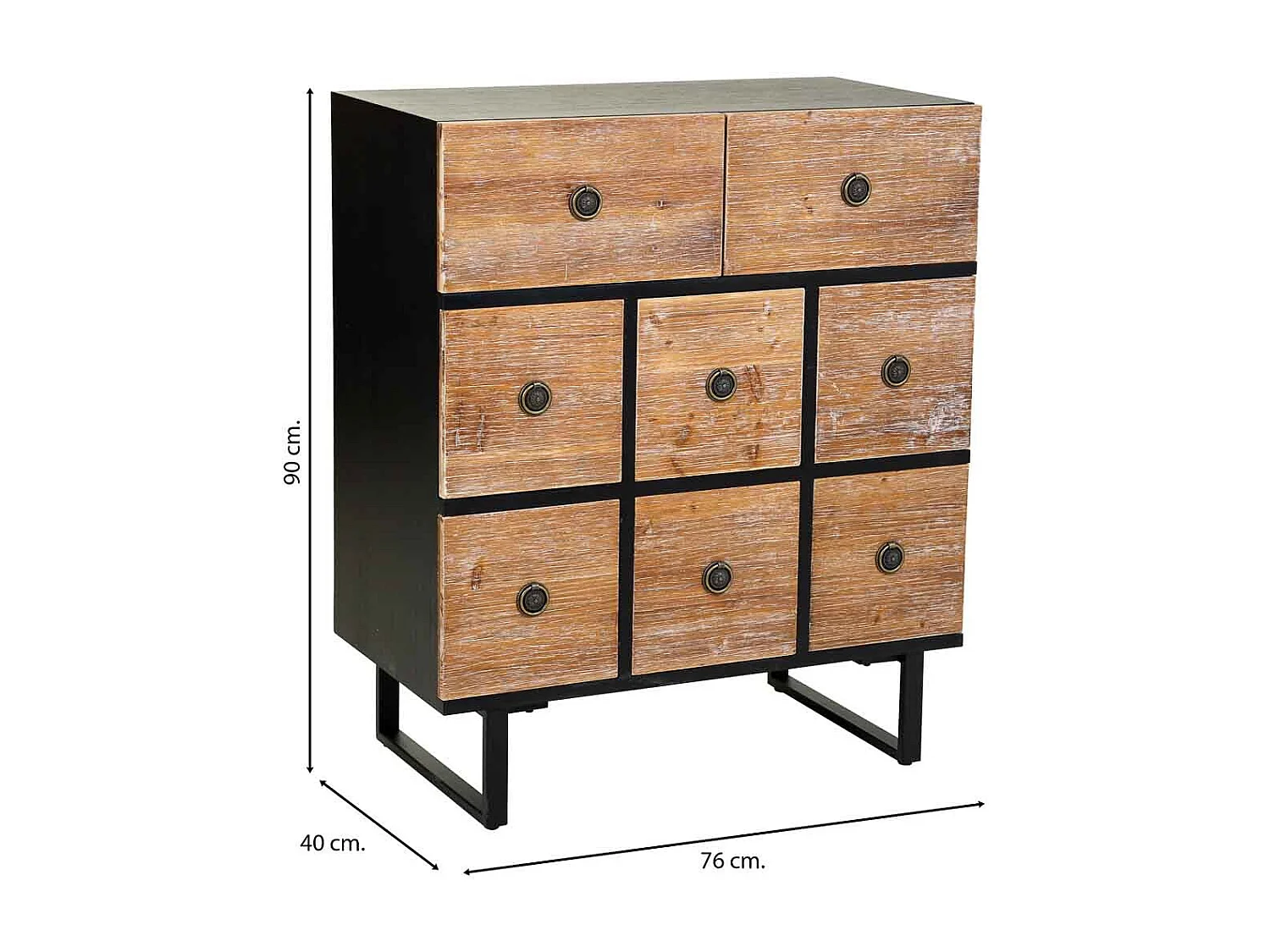 Holzschrank mit 4 schubladen und 2 türen 63x26x100
