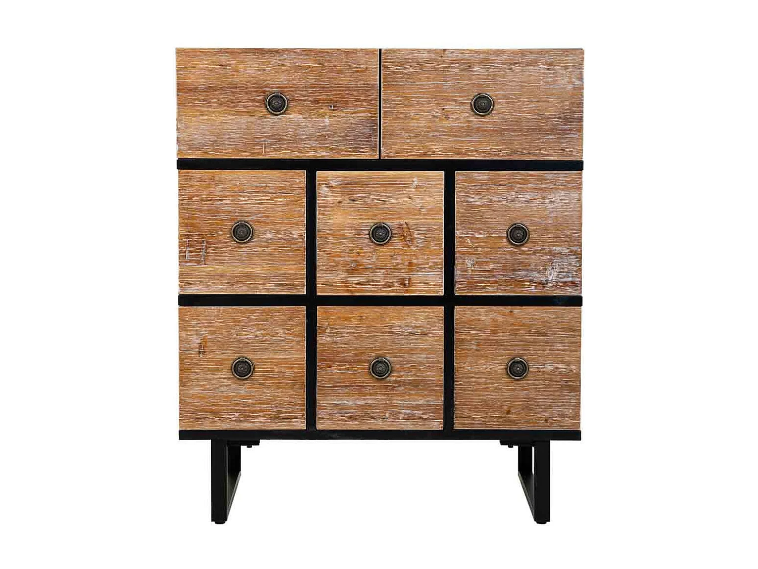 Holzschrank mit 4 schubladen und 2 türen 63x26x100