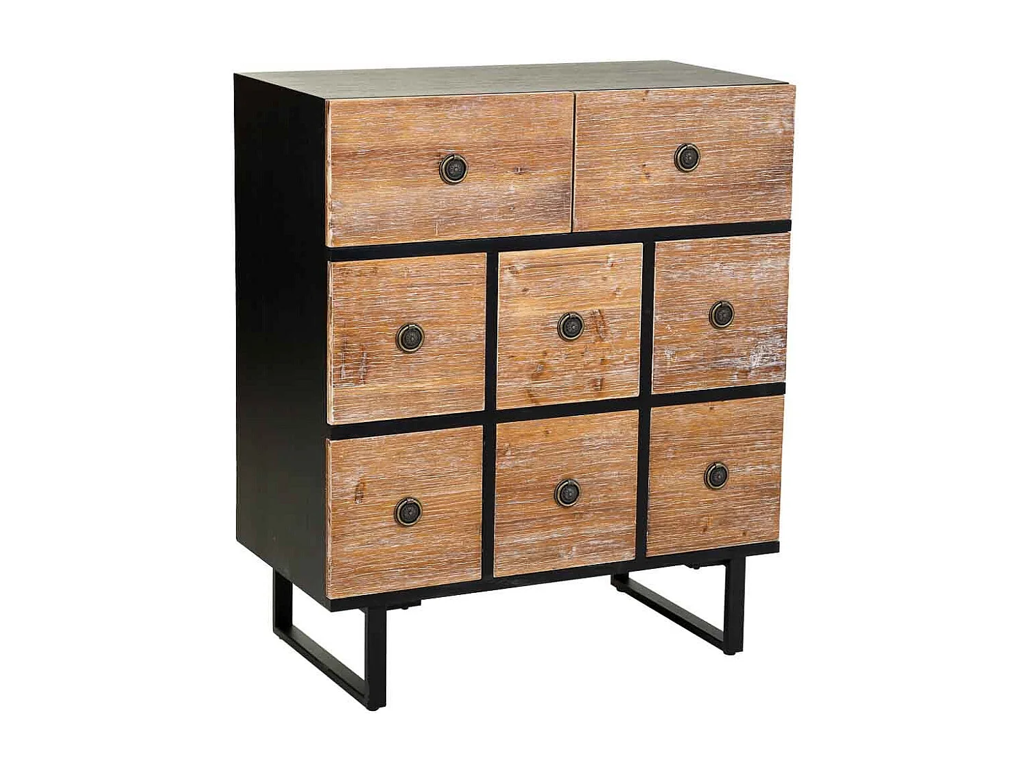Holzschrank mit 4 schubladen und 2 türen 63x26x100