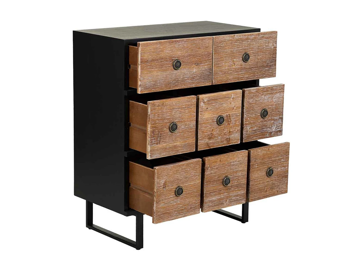 Holzschrank mit 4 schubladen und 2 türen 63x26x100