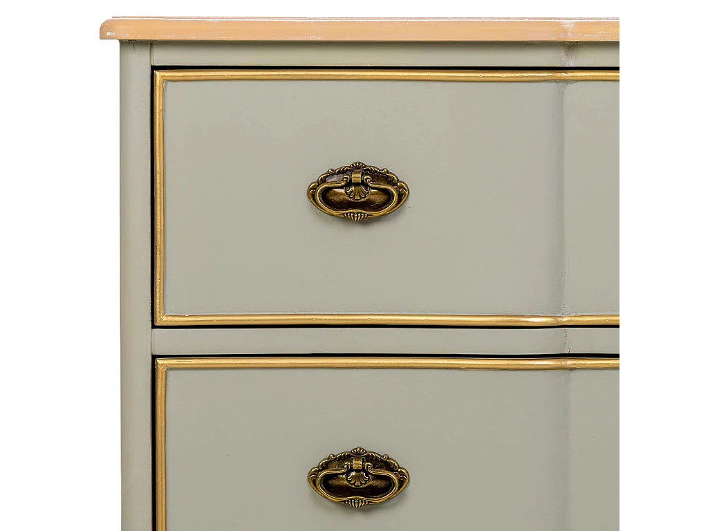 Comoda de madera lacada verde envejecido, 3 cajones 100x50x80