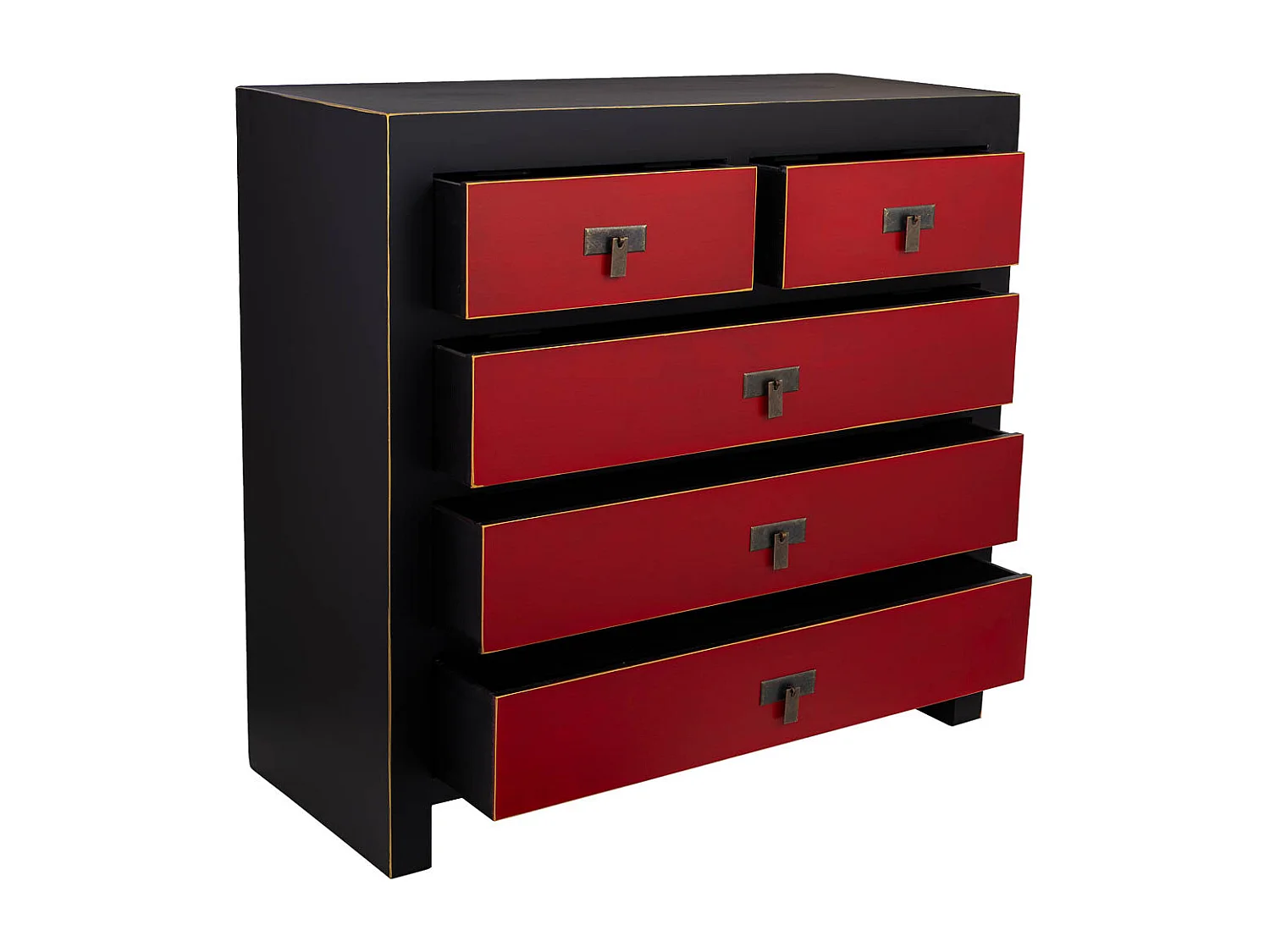 Cómoda de madeira com 5 gavetas 85x35x80h cm