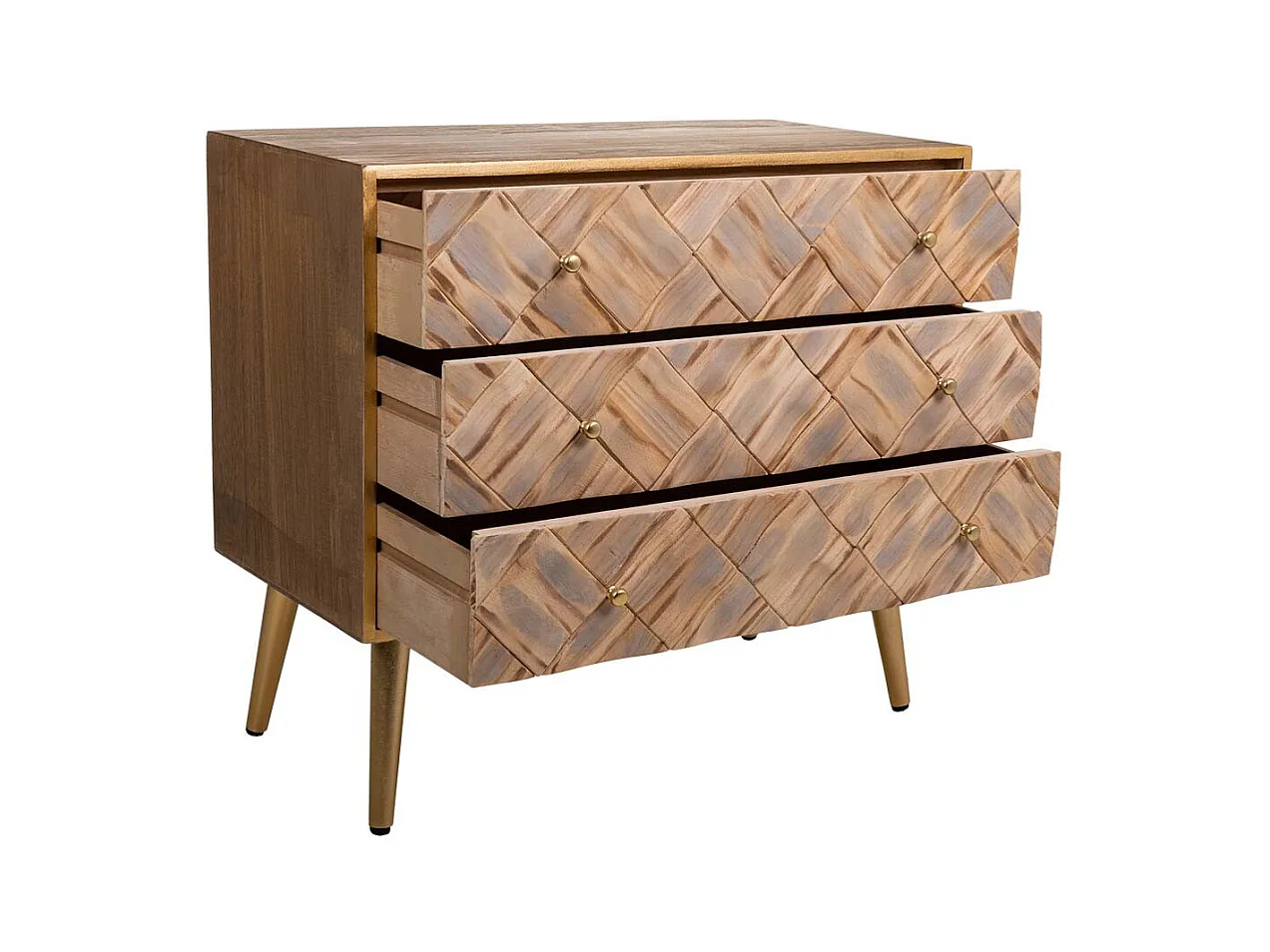 Cassettiera in legno marrone 73x36x65h