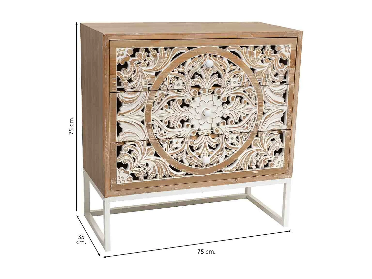 Weißer Holzkommode 45x35x105