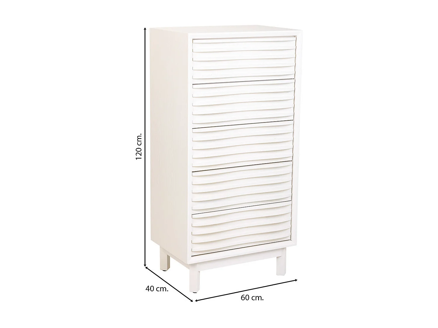 Cómoda de madeira com 5 gavetas 60x40x120