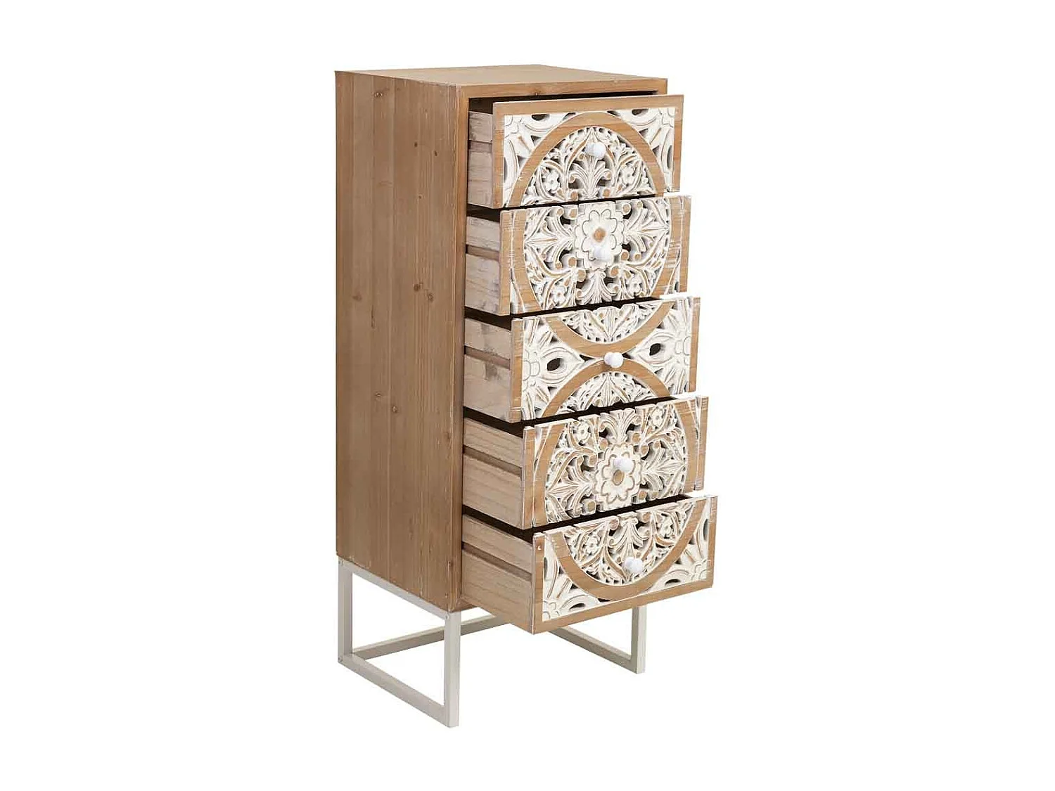 Chiffonnier bois blanc 45x35x105h cm