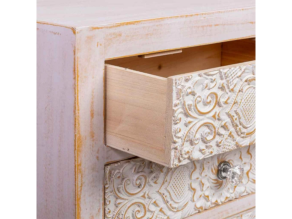 Cómoda de madeira com 6 gavetas 91x28,5x51,5