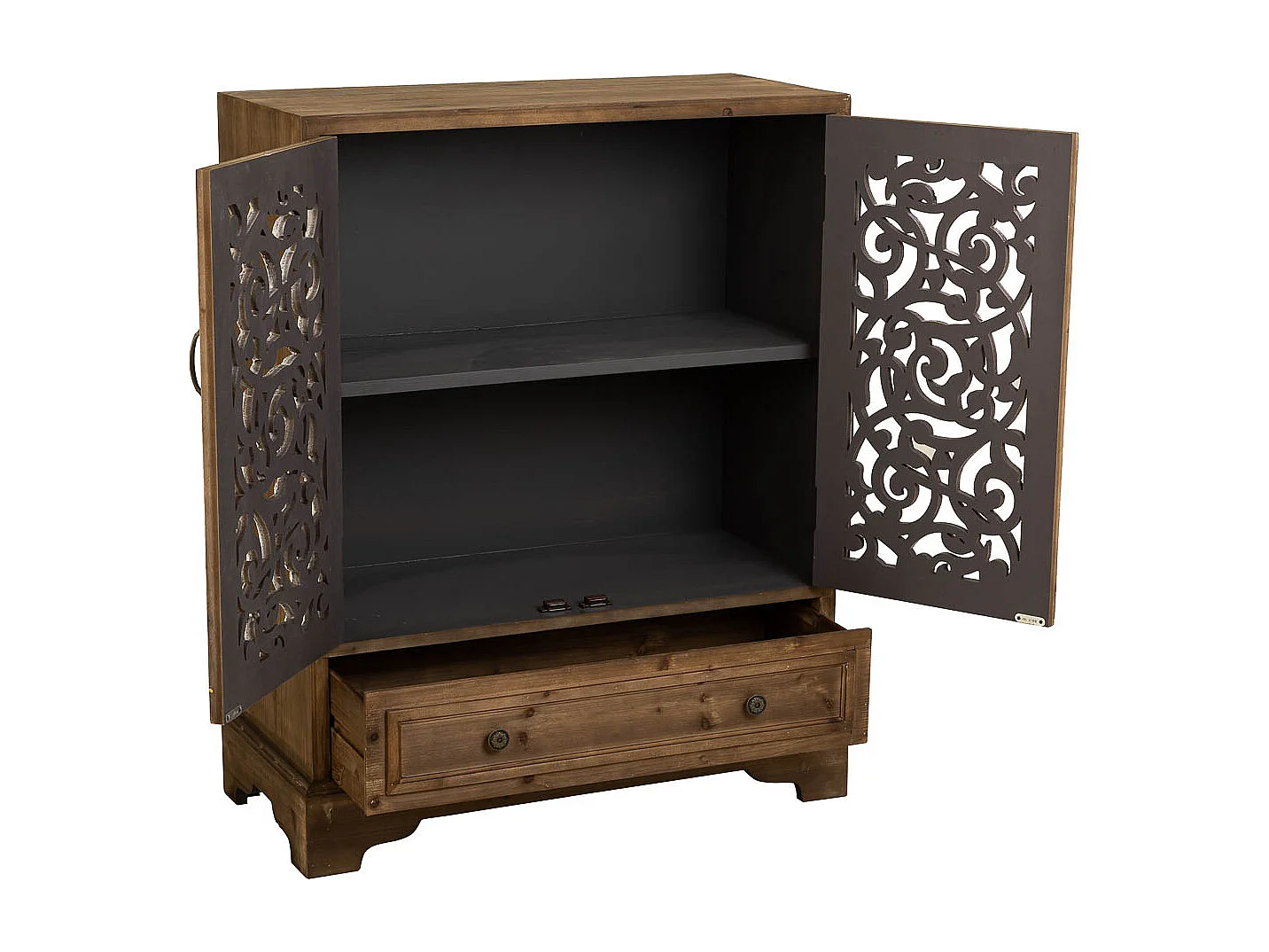 Armário de madeira marrom e metal 83x38x102