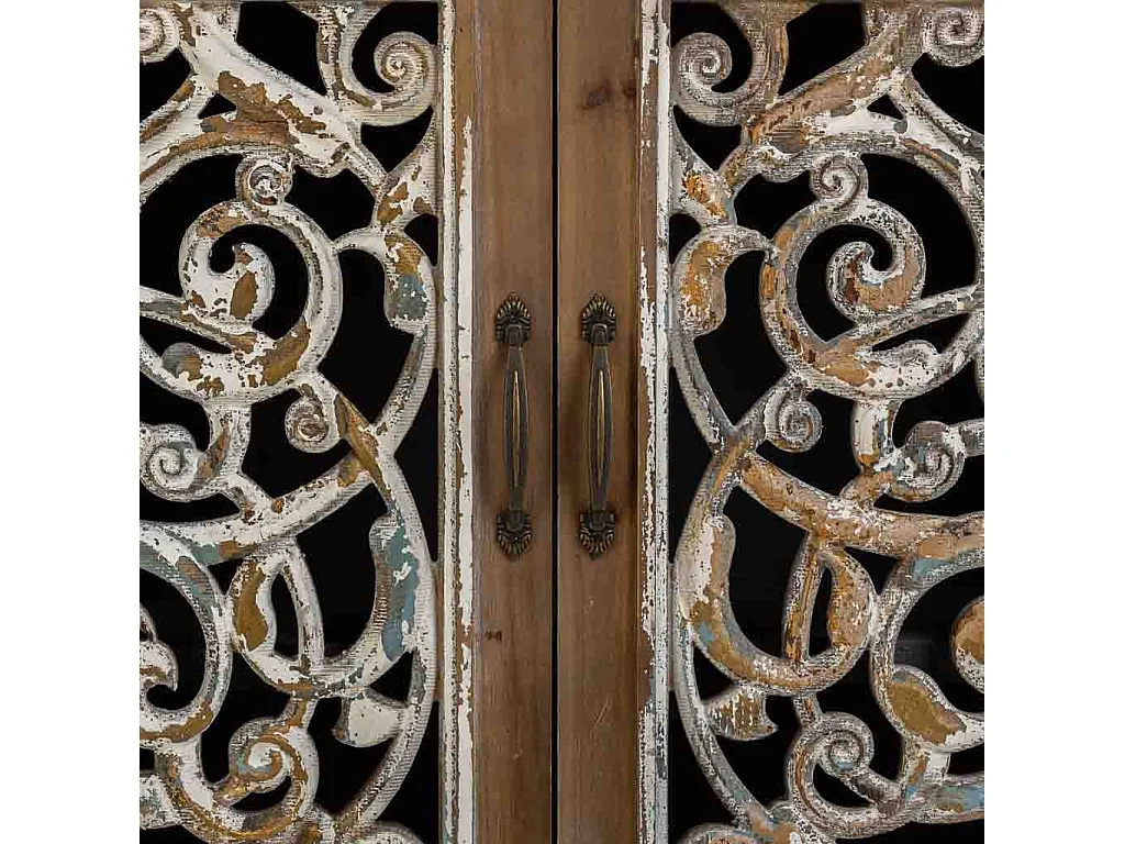 Armário de madeira marrom e metal 83x38x102