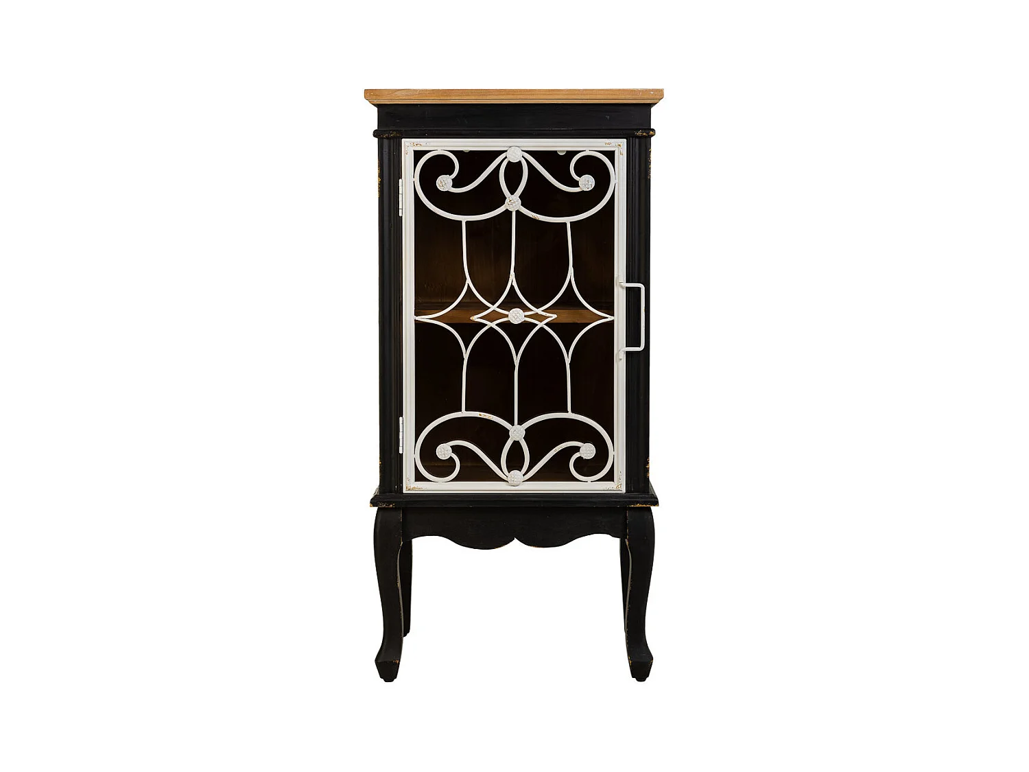 Vitrine aus schwarzem Holz und Metall, 50 x 36 x 100,5 h cm