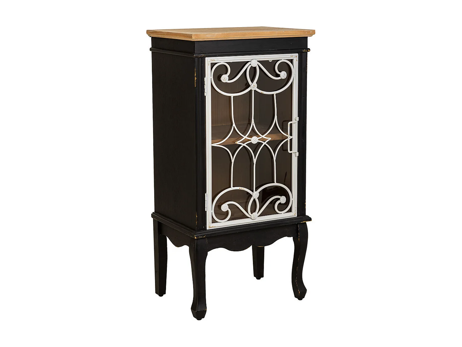 Vitrine aus schwarzem Holz und Metall, 50 x 36 x 100,5 h cm