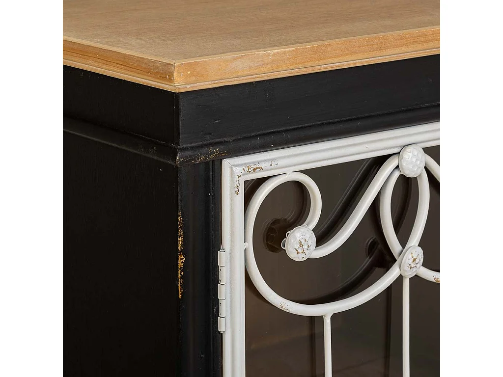 Vitrine aus schwarzem Holz und Metall, 50 x 36 x 100,5 h cm