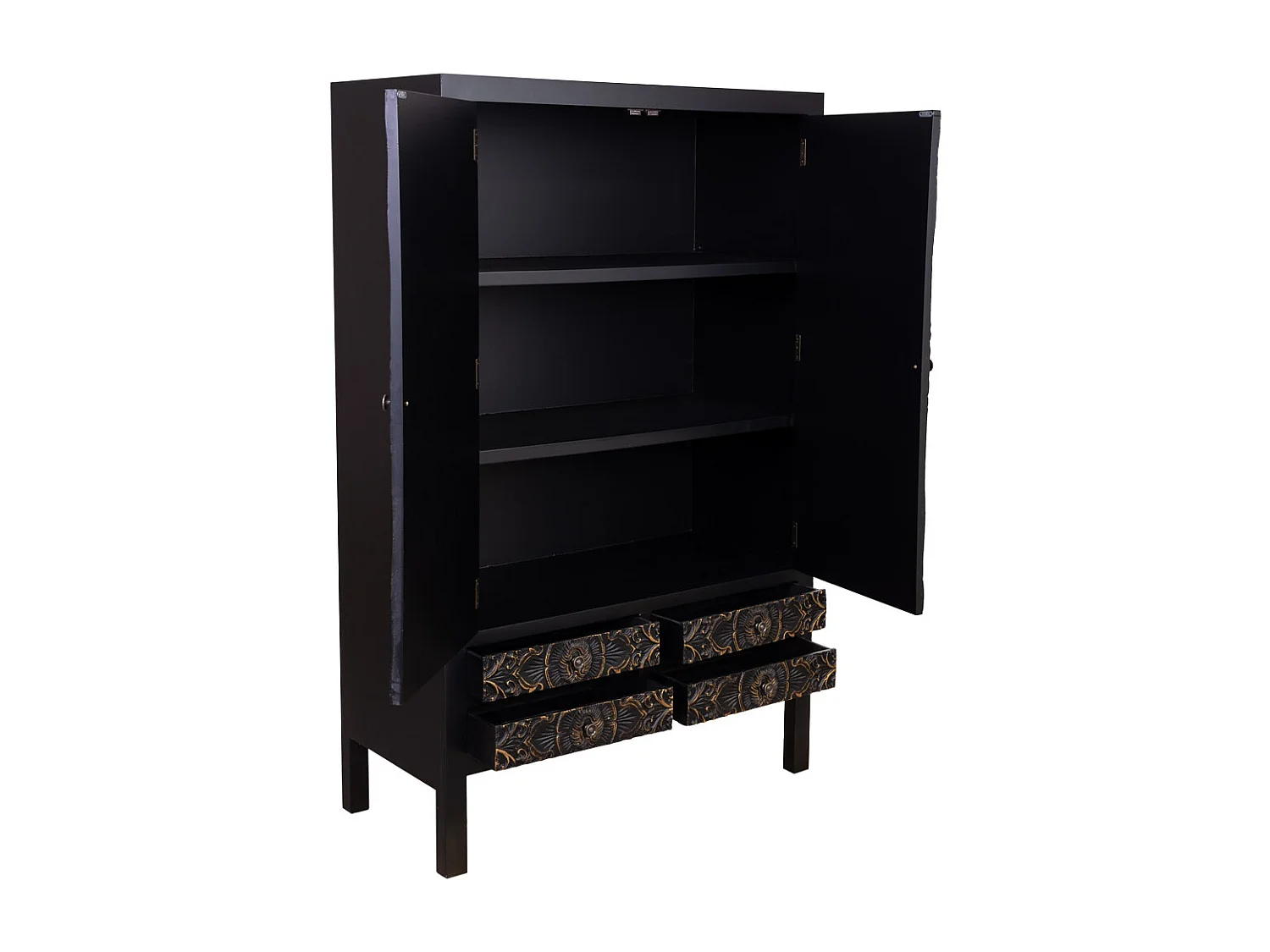 Armoire en bois avec 4 tiroirs et 2 portes 100x45x160