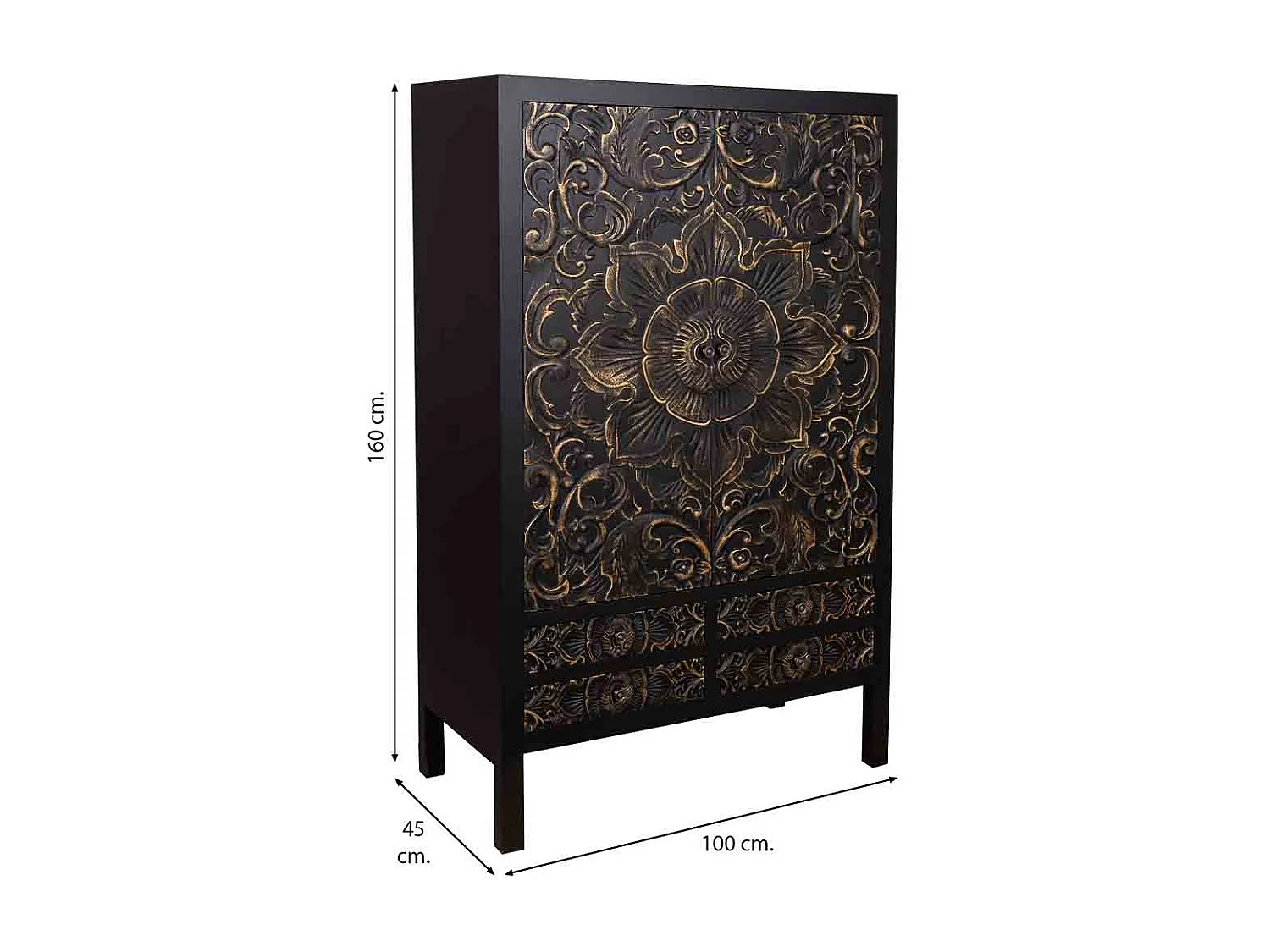 Holzkleiderschrank mit 4 Schubladen und 2 Türen 100x45x160