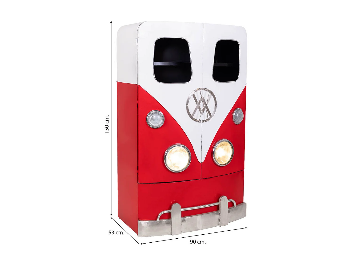 Armoire de voiture en bois et métal rouge 90x53x150h