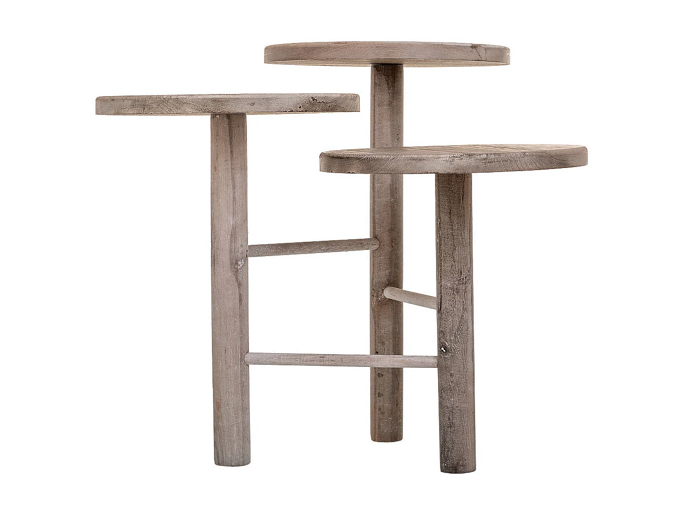 Soporte de madera para 3 macetas blanco d25x40/35/30