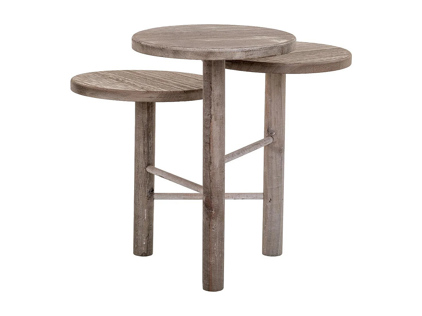 Soporte de madera para 3 macetas blanco d25x40/35/30