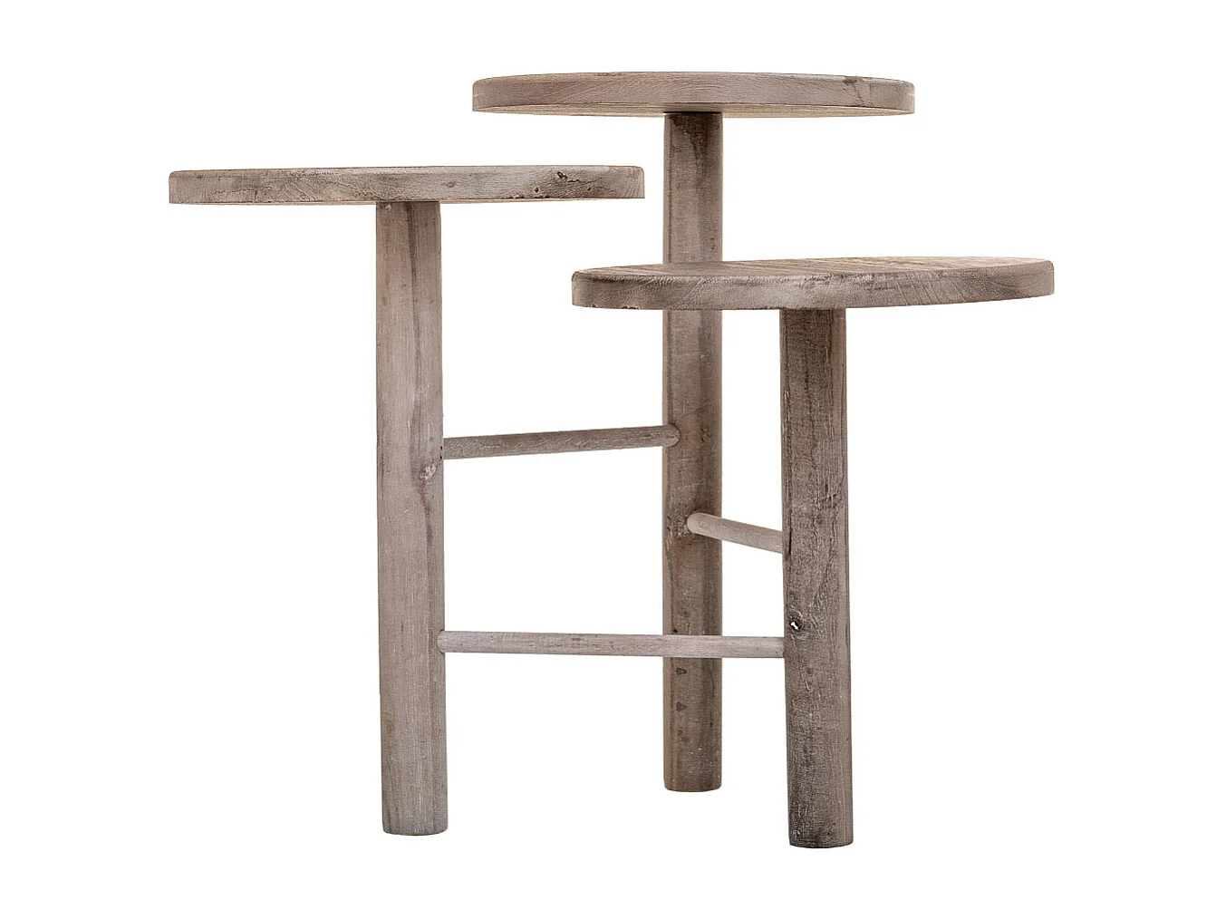 Suporte de madeira para 3 potes brancos d25x40/35/30
