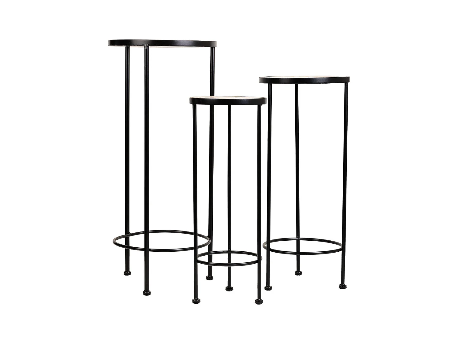 Ensemble de 3 supports en mosaïque et métal noirs