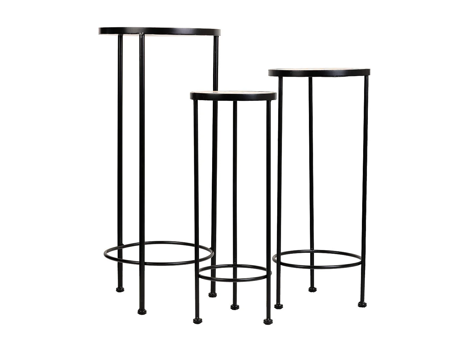 Ensemble de 3 supports en mosaïque et métal noirs