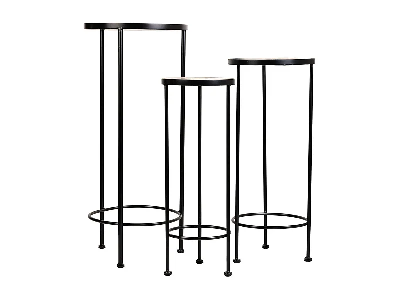 Set mit 3 schwarzen Mosaik- und Metallstützen