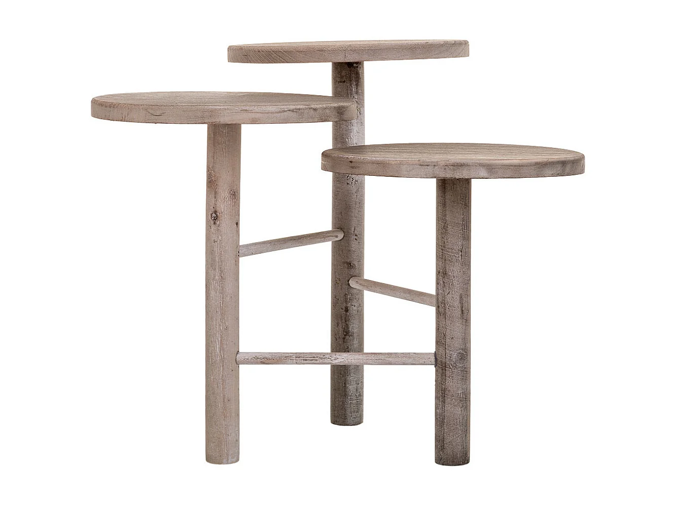 Supporto in legno per 3 vasi marrone d25x40/35/30h