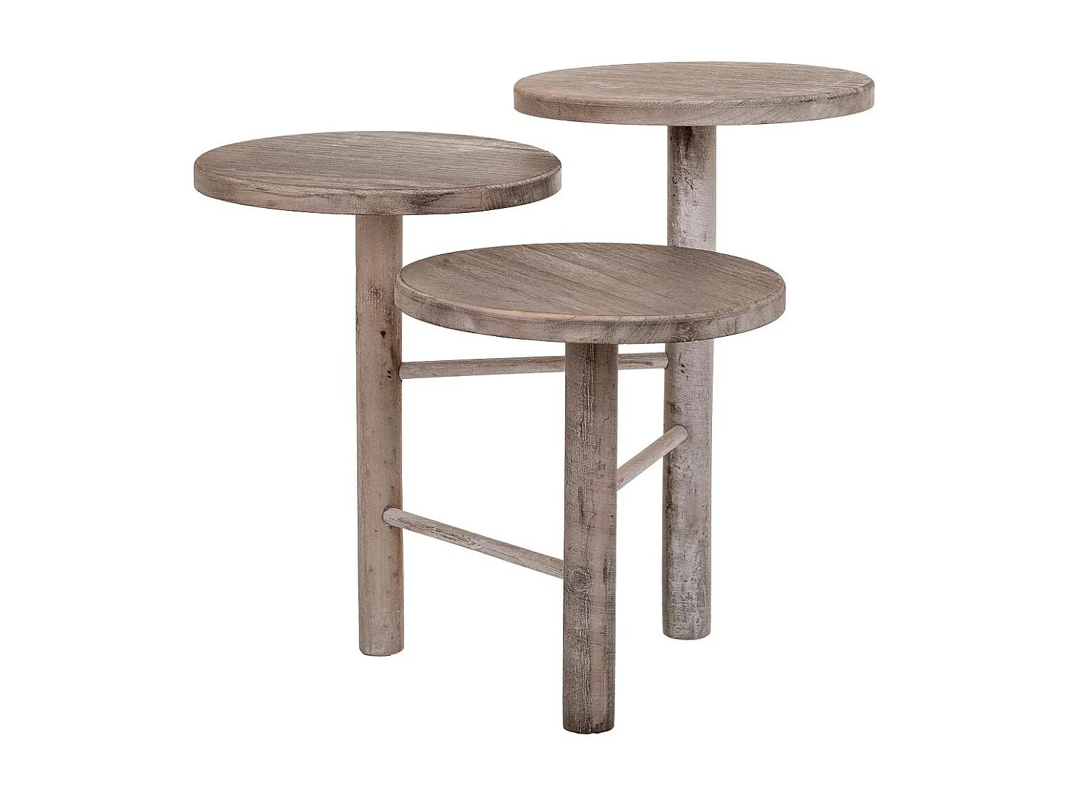 Supporto in legno per 3 vasi marrone d25x40/35/30h